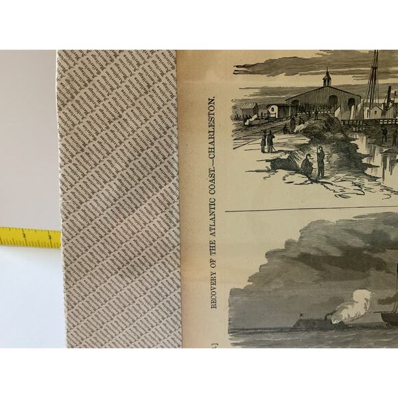 Antique Newspaper Civil War 1800s Recovery Atlantic Coast Harper Military Rare - Picture 5 of 7